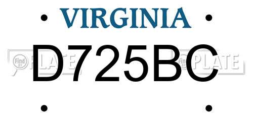 D725BC Virginia License Plate