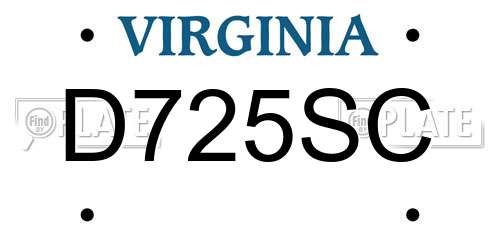 D725SC Virginia License Plate