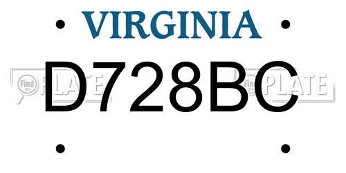 D728BC Virginia License Plate