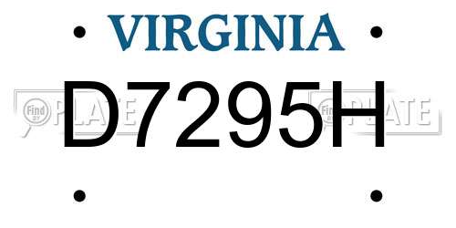 D7295H Virginia License Plate