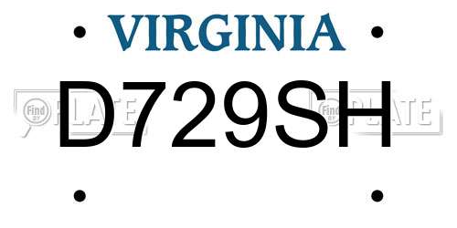 D729SH Virginia License Plate