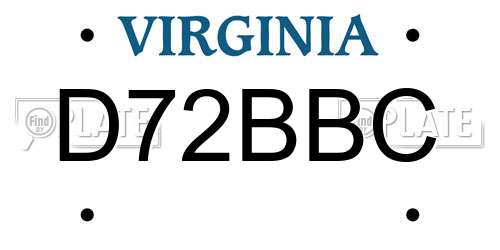 D72BBC Virginia License Plate