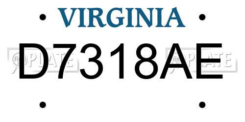 D7318AE Virginia License Plate