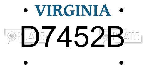 D7452B Virginia License Plate