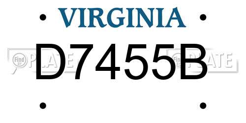 D7455B Virginia License Plate