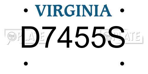 D7455S Virginia License Plate