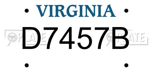 D7457B Virginia License Plate