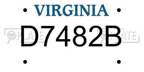 D7482B Virginia License Plate