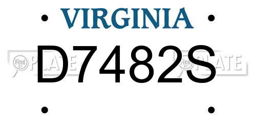 D7482S Virginia License Plate