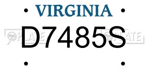 D7485S Virginia License Plate