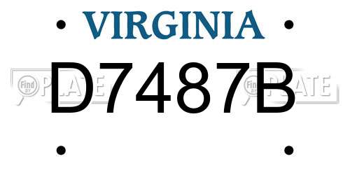D7487B Virginia License Plate