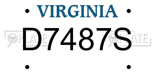 D7487S Virginia License Plate