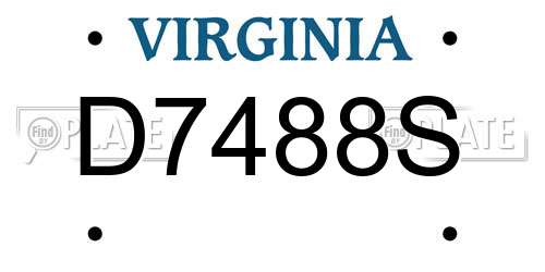 D7488S Virginia License Plate