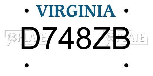 D748ZB Virginia License Plate