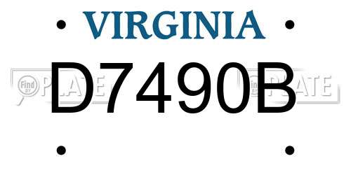 D7490B Virginia License Plate