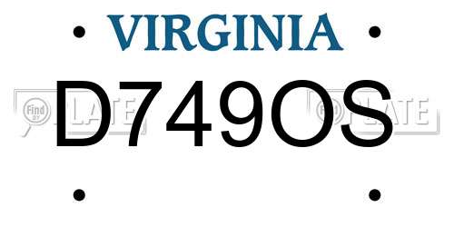 D749OS Virginia License Plate