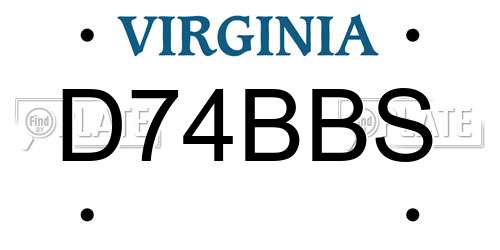 D74BBS Virginia License Plate