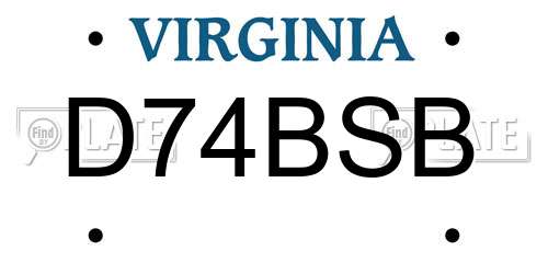 D74BSB Virginia License Plate