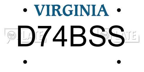 D74BSS Virginia License Plate