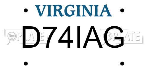 D74IAG Virginia License Plate