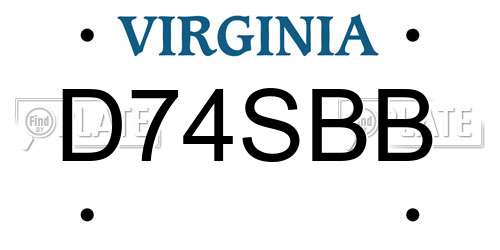 D74SBB Virginia License Plate