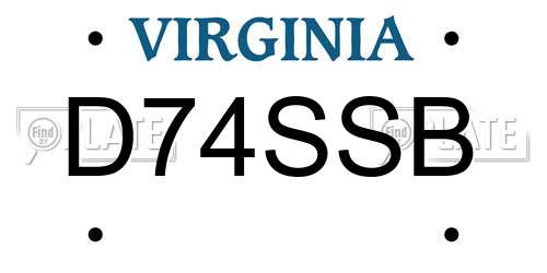 D74SSB Virginia License Plate