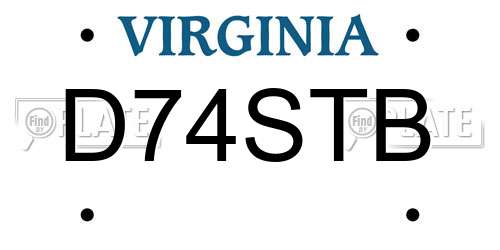 D74STB Virginia License Plate