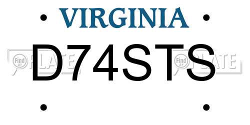 D74STS Virginia License Plate