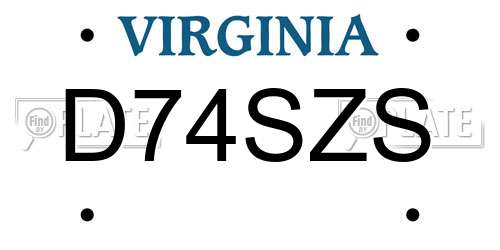 D74SZS Virginia License Plate