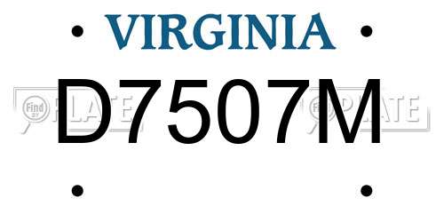 D7507M Virginia License Plate