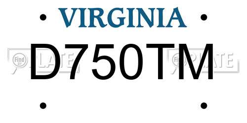 D750TM Virginia License Plate