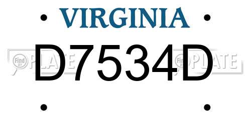 D7534D Virginia License Plate