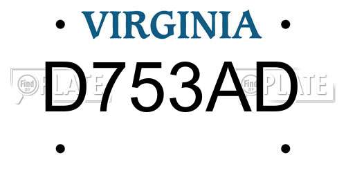 D753AD Virginia License Plate