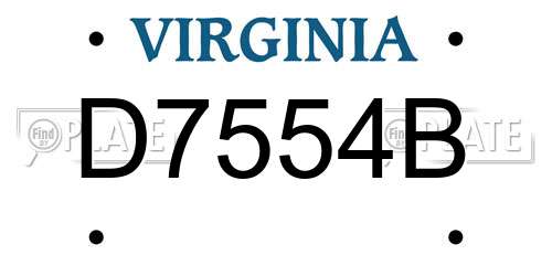 D7554B Virginia License Plate