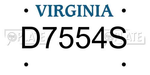 D7554S Virginia License Plate