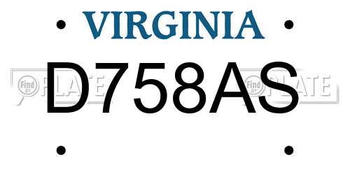 D758AS Virginia License Plate
