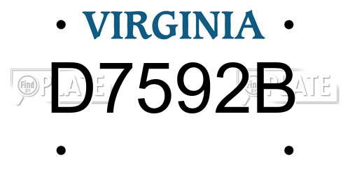 D7592B Virginia License Plate