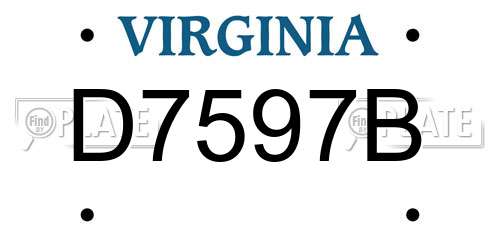 D7597B Virginia License Plate