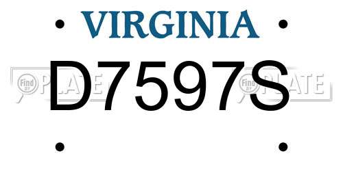 D7597S Virginia License Plate