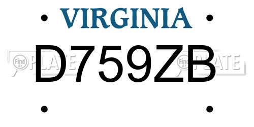 D759ZB Virginia License Plate