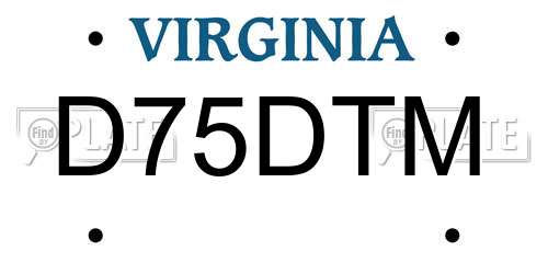 D75DTM Virginia License Plate