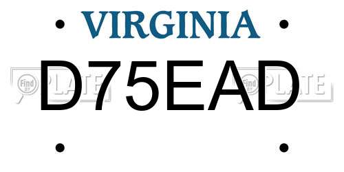 D75EAD Virginia License Plate