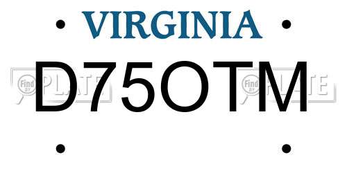 D75OTM Virginia License Plate