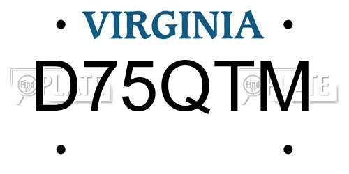 D75QTM Virginia License Plate