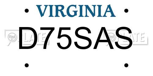 D75SAS Virginia License Plate
