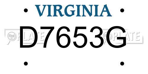 D7653G Virginia License Plate