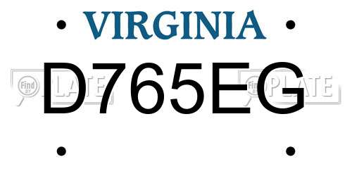 D765EG Virginia License Plate