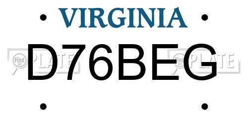 D76BEG Virginia License Plate
