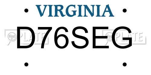 D76SEG Virginia License Plate