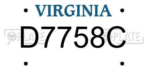 D7758C Virginia License Plate